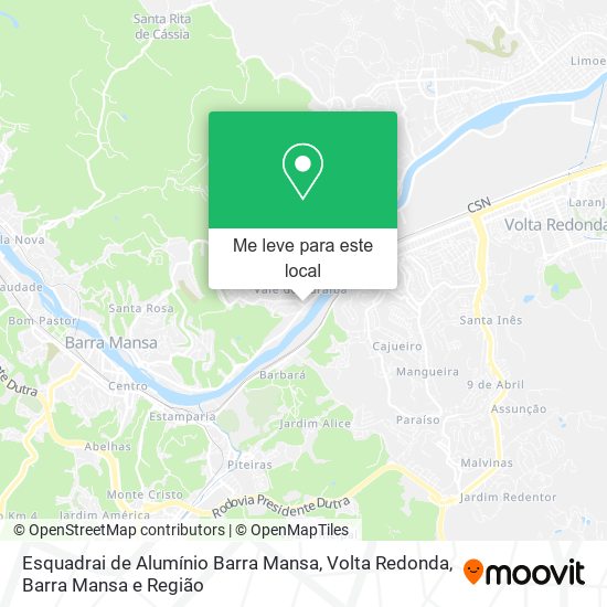 Esquadrai de Alumínio Barra Mansa mapa