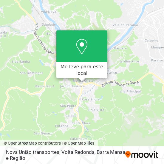 Nova União transportes mapa