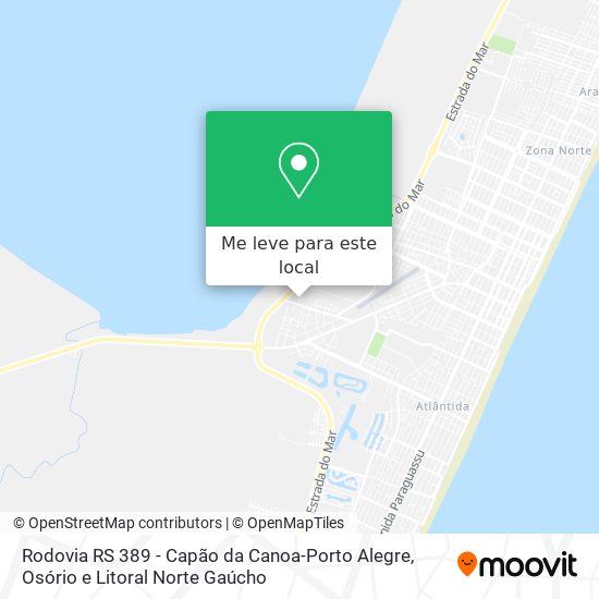 Rodovia RS 389 - Capão da Canoa-Porto Alegre mapa