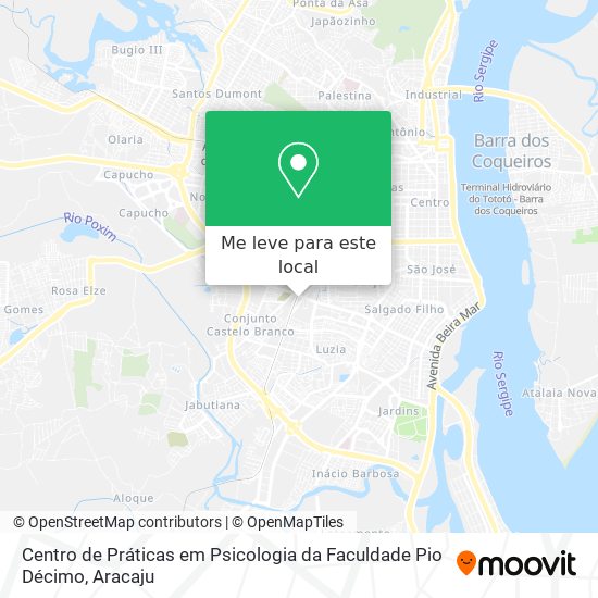 Centro de Práticas em Psicologia da Faculdade Pio Décimo mapa