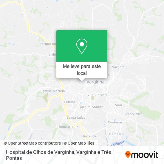 Hospital de Olhos de Varginha mapa