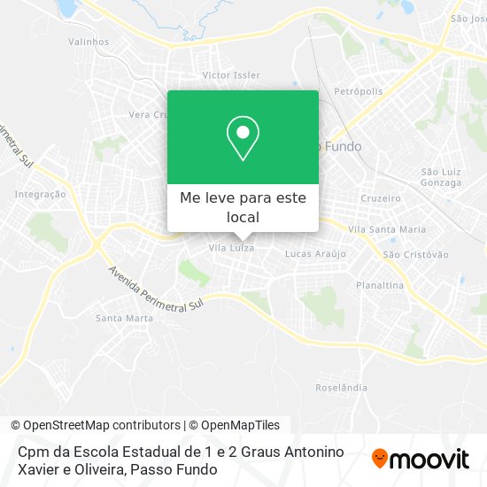 Cpm da Escola Estadual de 1 e 2 Graus Antonino Xavier e Oliveira mapa