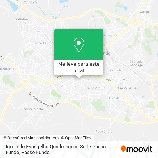 Igreja do Evangelho Quadrangular Sede Passo Fundo mapa