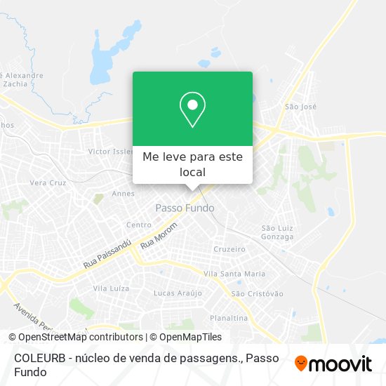 COLEURB - núcleo de venda de passagens. mapa