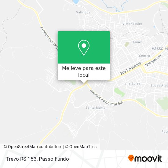 Trevo RS 153 mapa