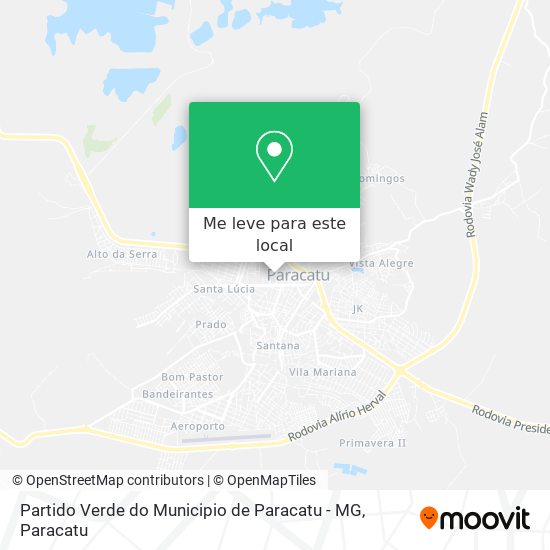 Partido Verde do Municipio de Paracatu - MG mapa