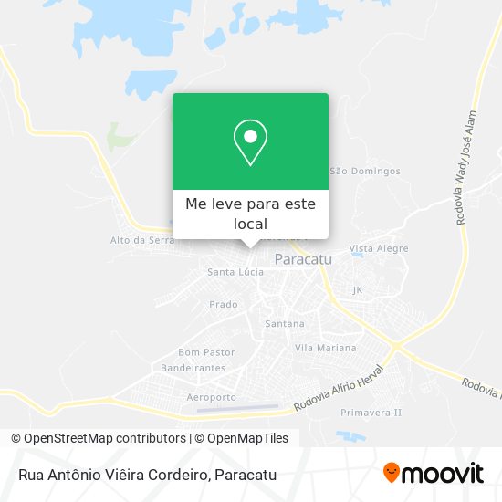 Rua Antônio Viêira Cordeiro mapa