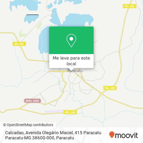 Calcadao, Avenida Olegário Maciel, 415 Paracatu Paracatu-MG 38600-000 mapa