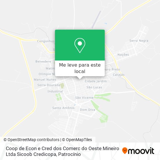 Coop de Econ e Cred dos Comerc do Oeste Mineiro Ltda Sicoob Credicopa mapa