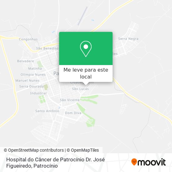 Hospital do Câncer de Patrocínio Dr. José Figueiredo mapa
