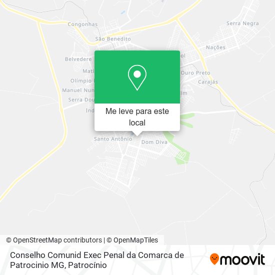 Conselho Comunid Exec Penal da Comarca de Patrocinio MG mapa