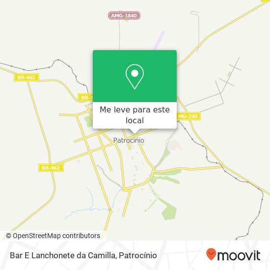Bar E Lanchonete da Camilla, Avenida Faria Pereira Centro Patrocínio-MG 38740-000 mapa