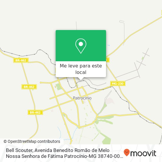 Bell Scouter, Avenida Benedito Romão de Melo Nossa Senhora de Fátima Patrocínio-MG 38740-000 mapa