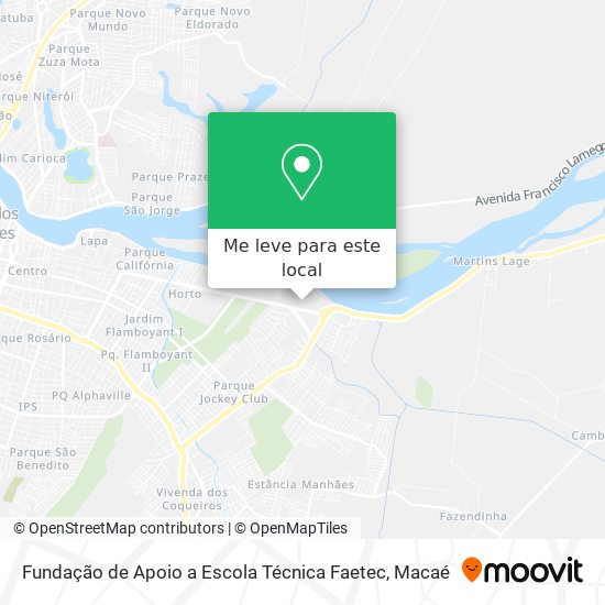 Fundação de Apoio a Escola Técnica Faetec mapa