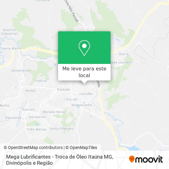 Mega Lubrificantes - Troca de Óleo Itaúna MG mapa