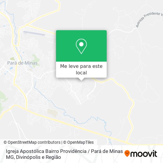 Igreja Apostólica Bairro Providência / Pará de Minas MG mapa
