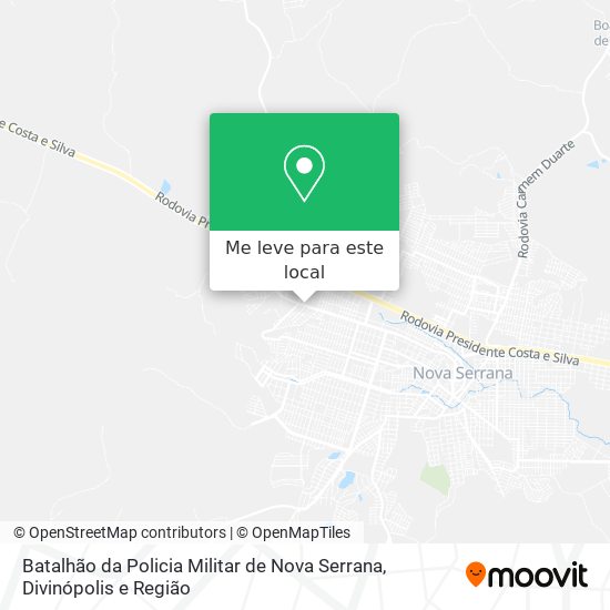 Batalhão da Policia Militar de Nova Serrana mapa