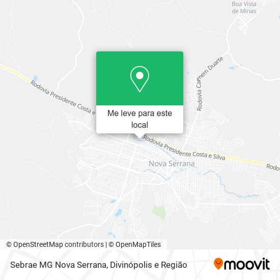 Sebrae MG Nova Serrana mapa