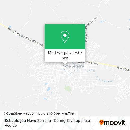 Subestação Nova Serrana - Cemig mapa
