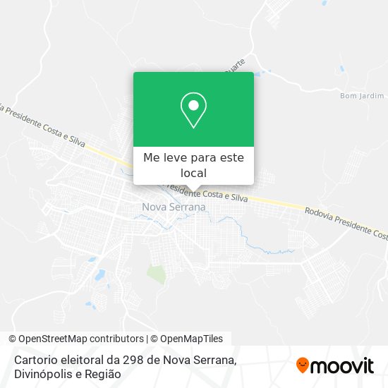 Cartorio eleitoral da 298 de Nova Serrana mapa