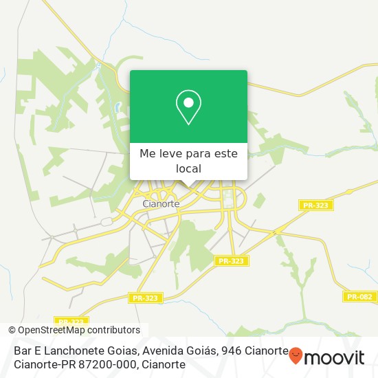 Bar E Lanchonete Goias, Avenida Goiás, 946 Cianorte Cianorte-PR 87200-000 mapa