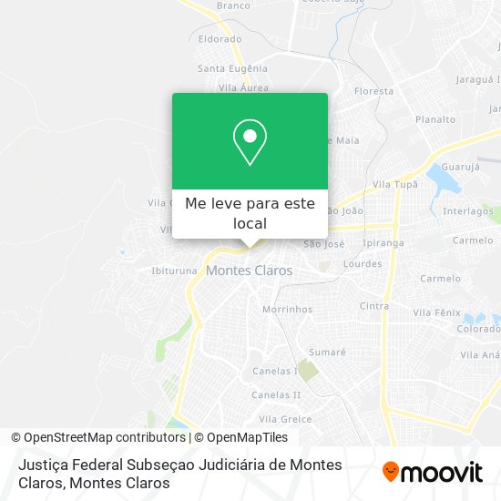 Justiça Federal Subseçao Judiciária de Montes Claros mapa