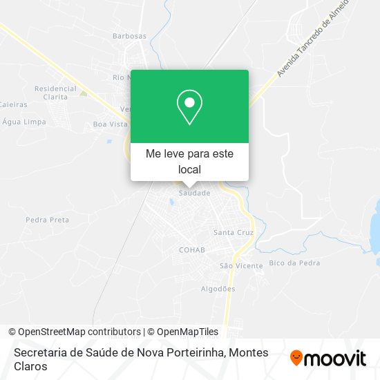 Secretaria de Saúde de Nova Porteirinha mapa