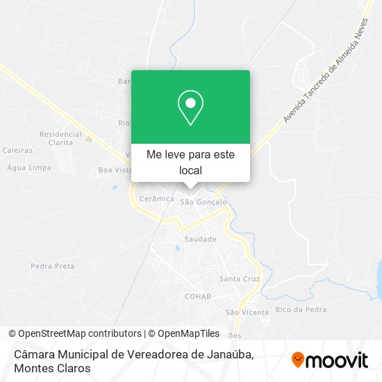 Câmara Municipal de Vereadorea de Janaúba mapa