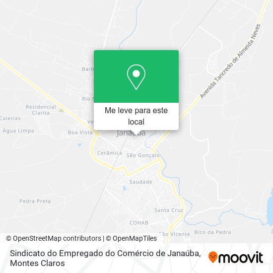 Sindicato do Empregado do Comércio de Janaúba mapa