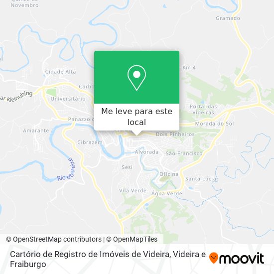 Cartório de Registro de Imóveis de Videira mapa