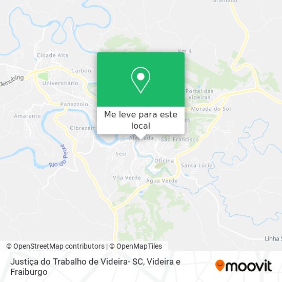 Justiça do Trabalho de Videira- SC mapa