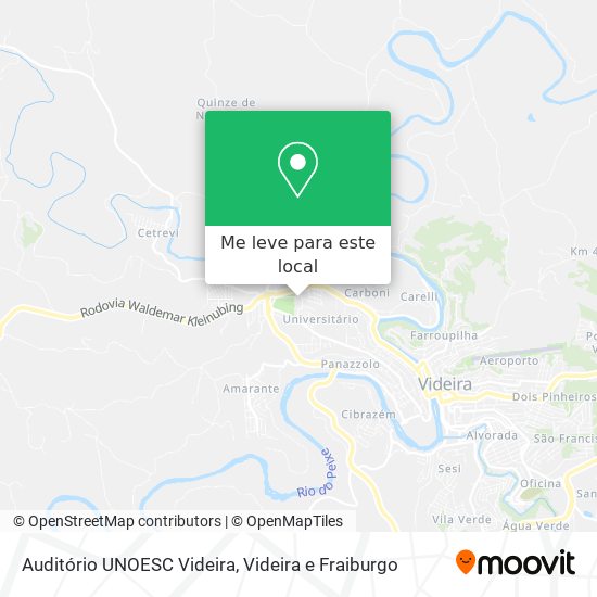 Auditório UNOESC Videira mapa