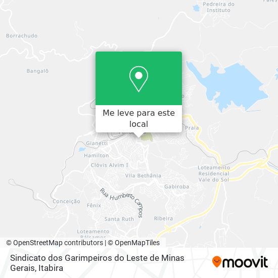 Sindicato dos Garimpeiros do Leste de Minas Gerais mapa