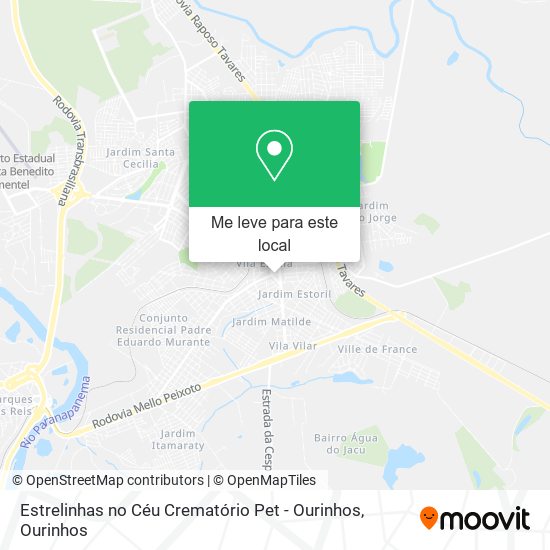 Estrelinhas no Céu Crematório Pet - Ourinhos mapa