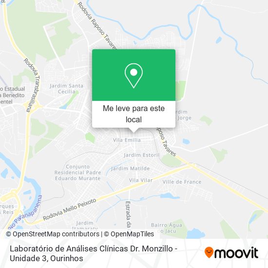 Laboratório de Análises Clínicas Dr. Monzillo - Unidade 3 mapa