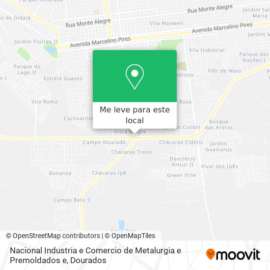 Nacional Industria e Comercio de Metalurgia e Premoldados e mapa