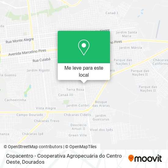 Copacentro - Cooperativa Agropecuária do Centro Oeste mapa