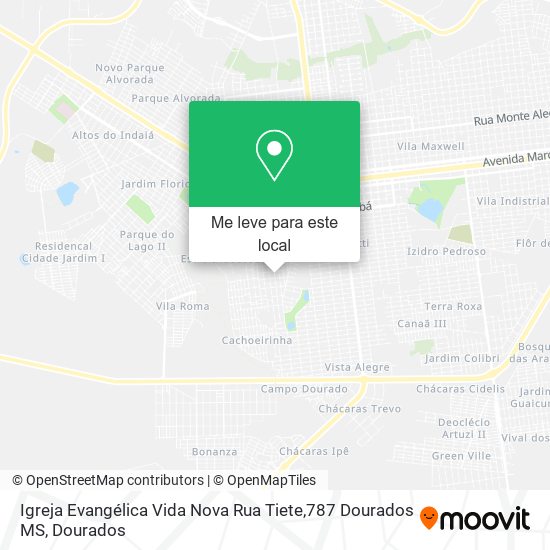Igreja Evangélica Vida Nova Rua Tiete,787 Dourados MS mapa
