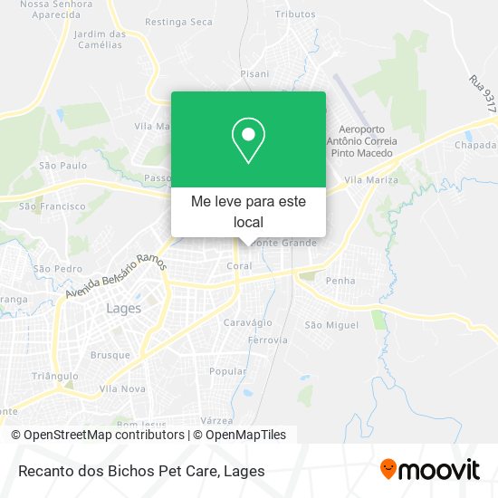 Recanto dos Bichos Pet Care mapa