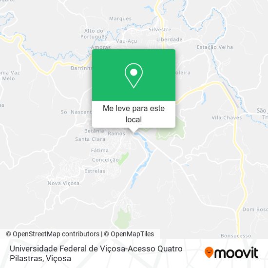 Universidade Federal de Viçosa-Acesso Quatro Pilastras mapa