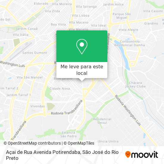 Açai de Rua Avenida Potirendaba mapa