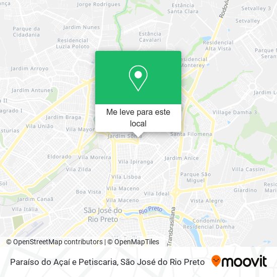 Paraíso do Açaí e Petiscaria mapa