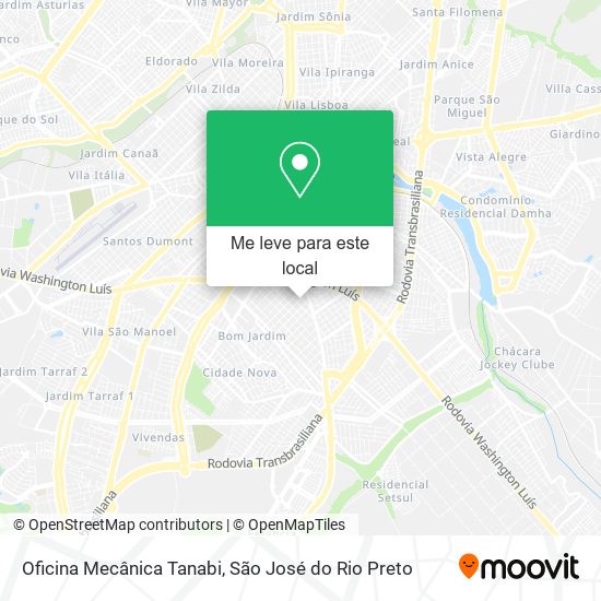Oficina Mecânica Tanabi mapa