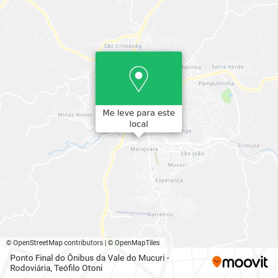 Ponto Final do Ônibus da Vale do Mucuri - Rodoviária mapa