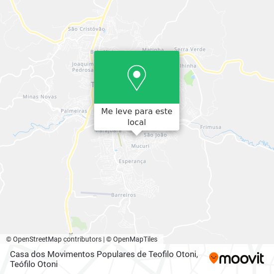 Casa dos Movimentos Populares de Teofilo Otoni mapa