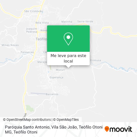 Paróquia Santo Antonio, Vila São João, Teófilo Otoni MG mapa