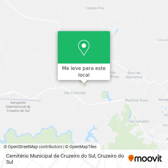 Cemitério Municipal de Cruzeiro do Sul mapa
