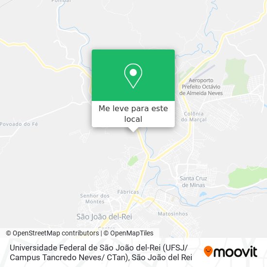 Universidade Federal de São João del-Rei (UFSJ/ Campus Tancredo Neves/ CTan) mapa