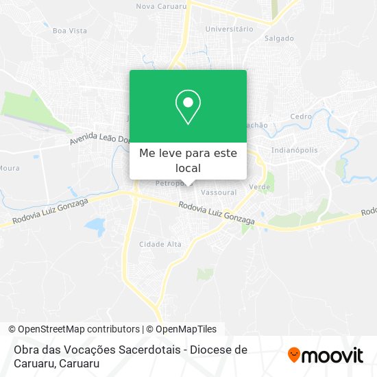 Obra das Vocações Sacerdotais - Diocese de Caruaru mapa