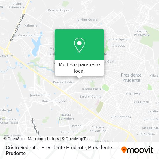 Cristo Redentor Presidente Prudente mapa